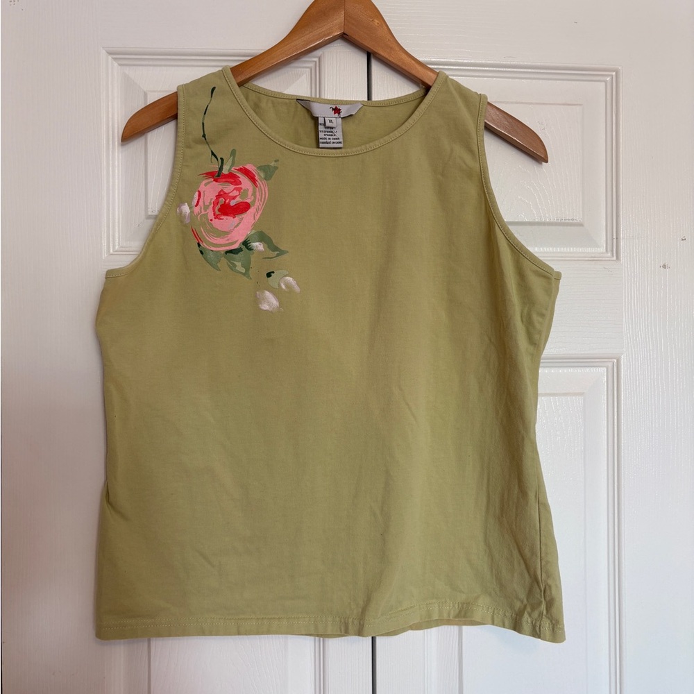 Women’s Y2K Floral Green Spring Tank Top